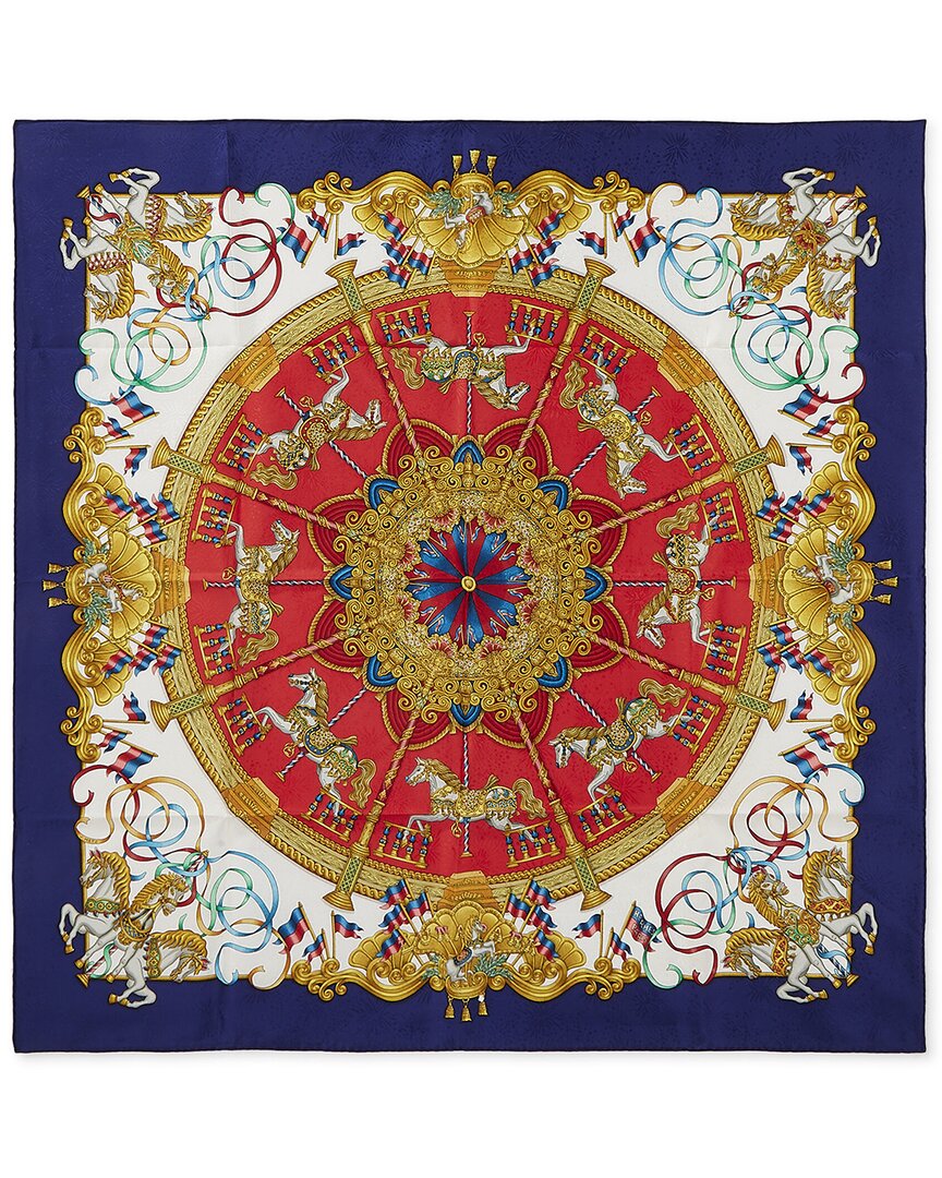 Pre-Owned Hermès Luna Park By Joachim Metz Mm Printed Silk Scarf (Authentic Pre-Loved)
