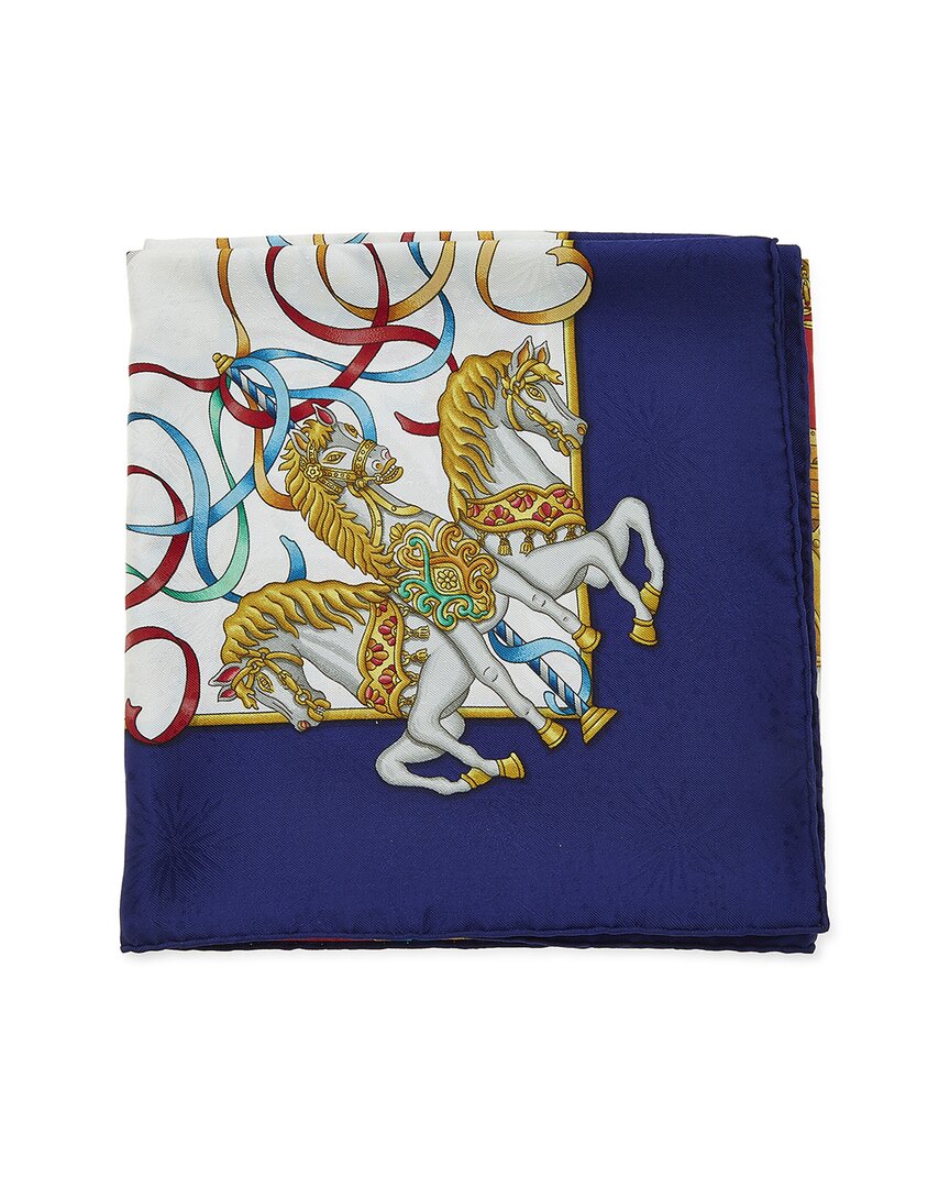 Pre-Owned Hermès Luna Park By Joachim Metz Mm Printed Silk Scarf (Authentic Pre-Loved)