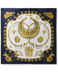 Pre-Owned Hermès Les Cavaliers D'or By Vladmir Rybaltchenko Mm Printed Silk Scarf
