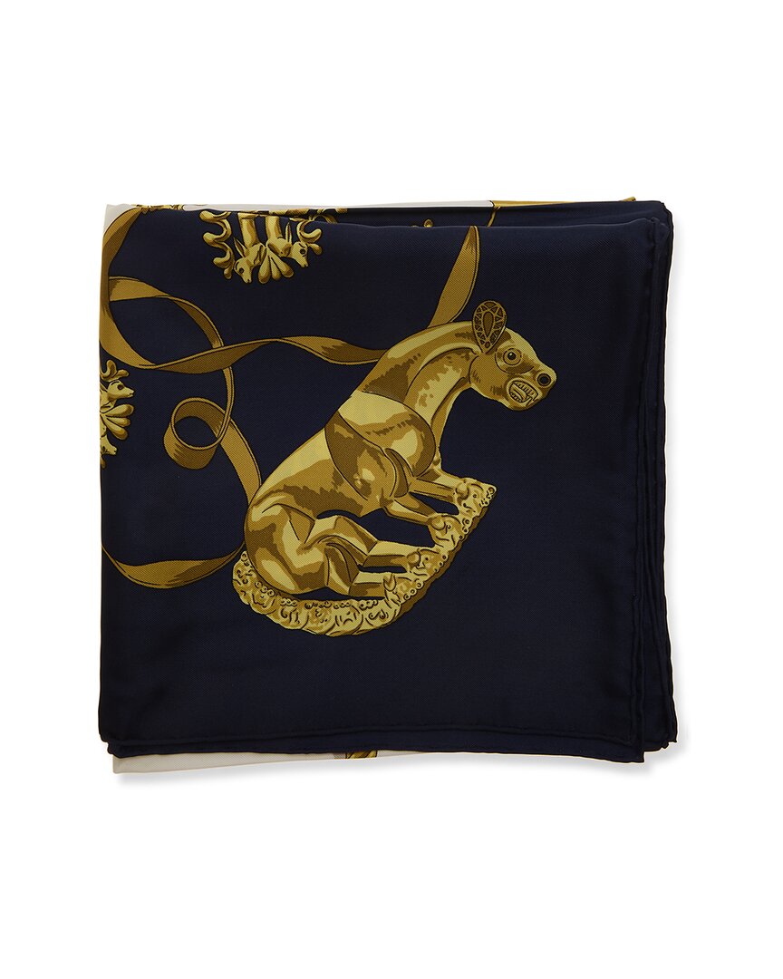 Pre-Owned Hermès Les Cavaliers D'or By Vladmir Rybaltchenko Mm Printed Silk Scarf