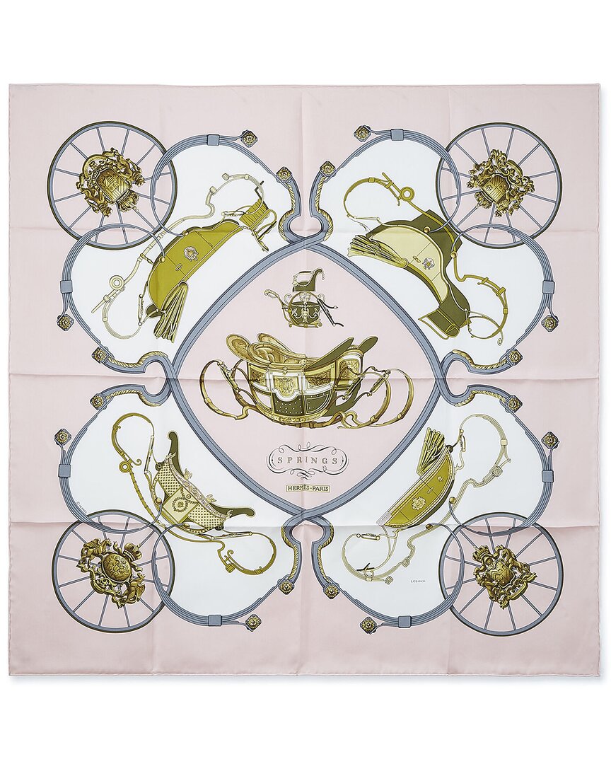 Pre-Owned Hermès Springs By Philippe Ledoux Mm Printed Silk Scarf (Authentic Pre-Loved)