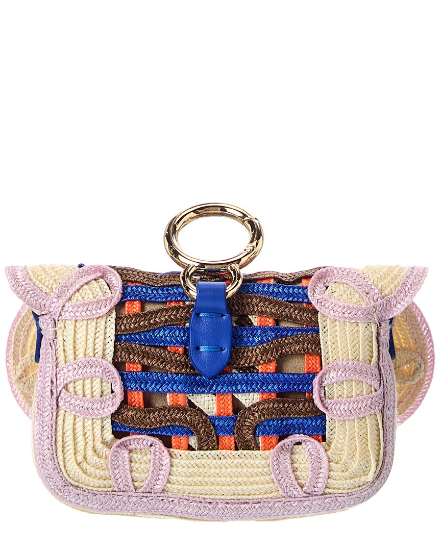 Fendi Baguette Embroidered Leather Bag Charm