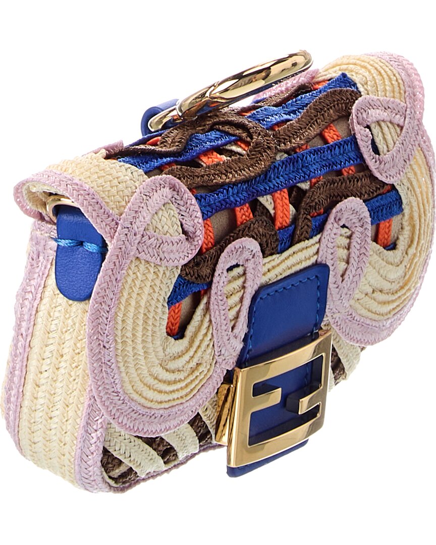 Fendi Baguette Embroidered Leather Bag Charm