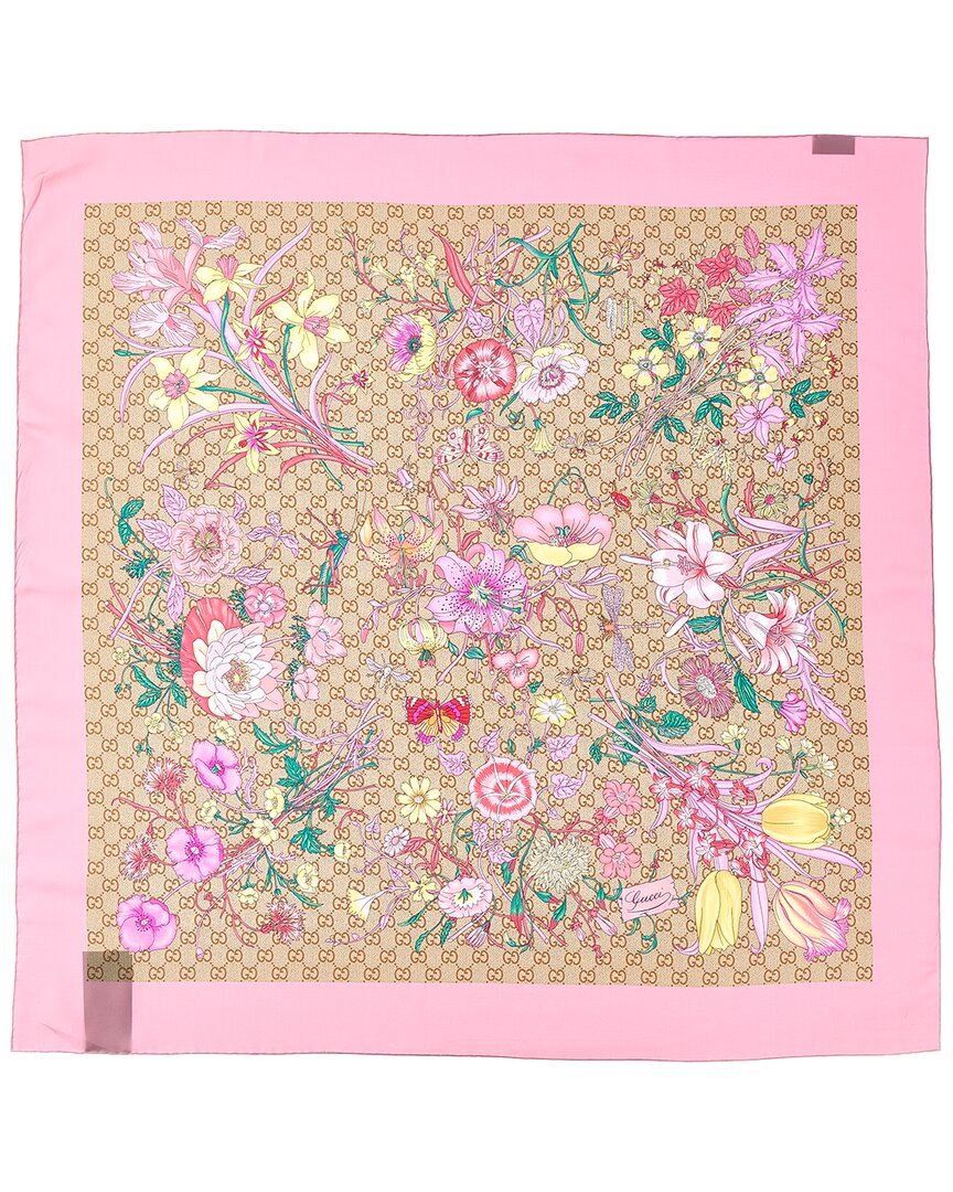 Gucci Gucci Printed Gg Silk Twill Carre