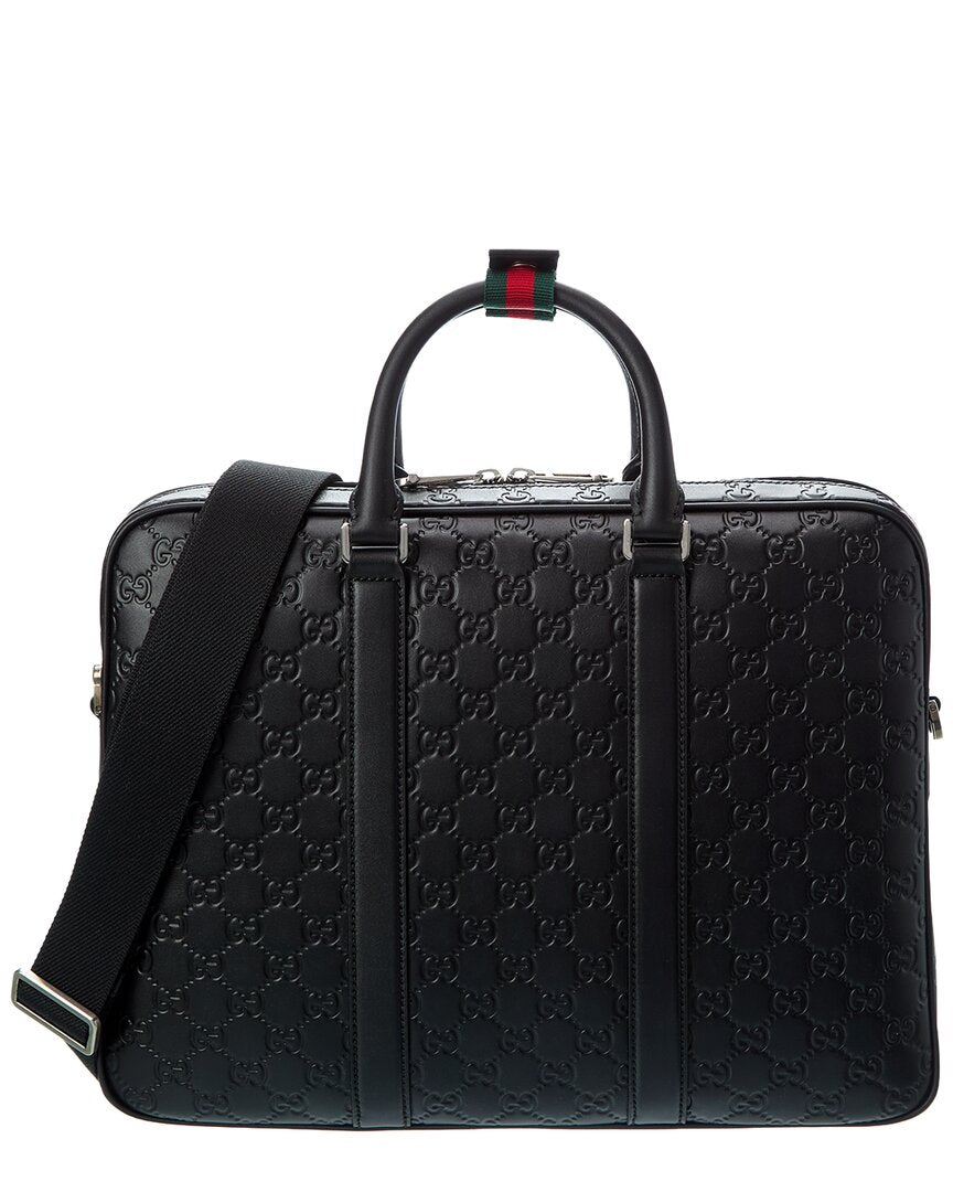 Gucci Gg Emblem Large Leather Briefcase