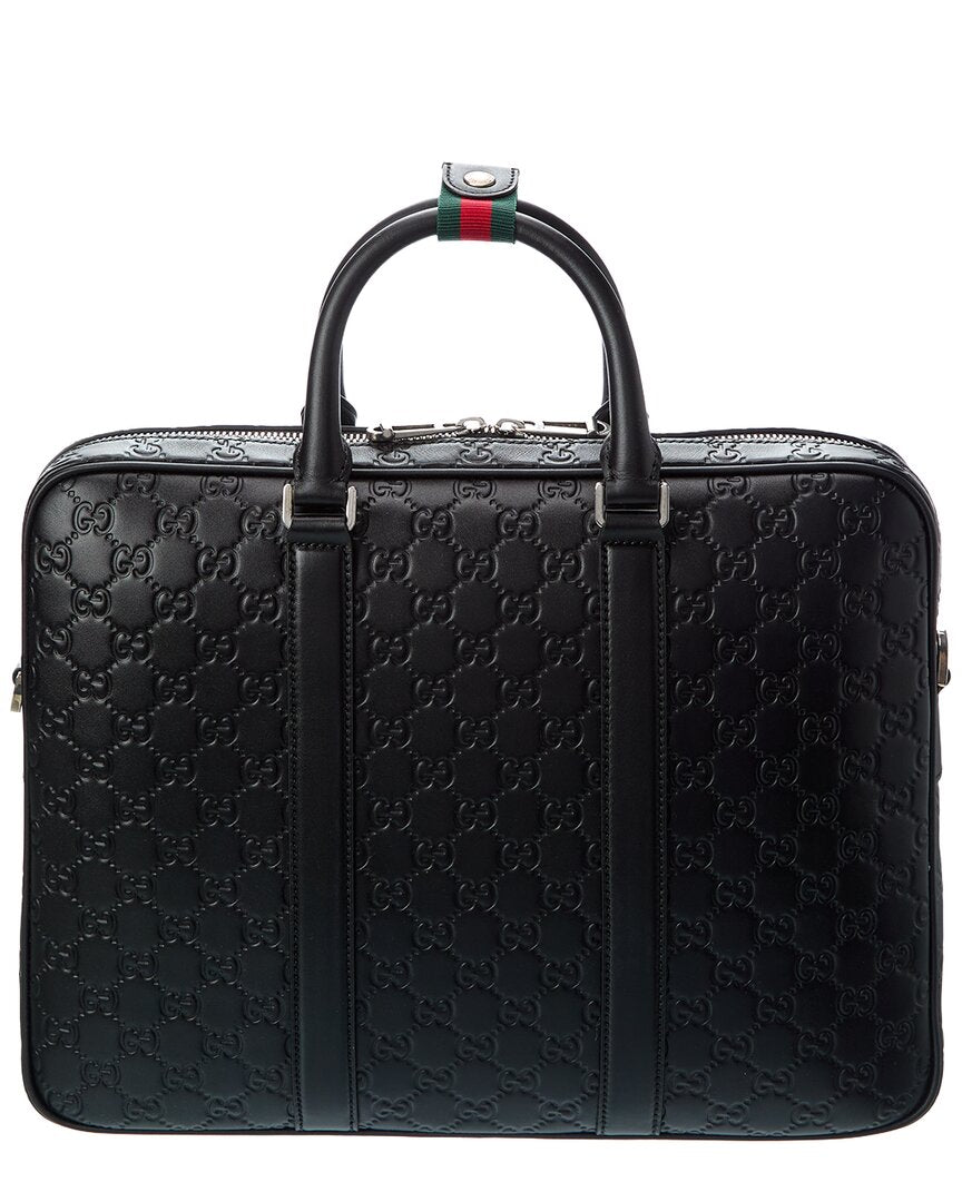 Gucci Gg Emblem Large Leather Briefcase