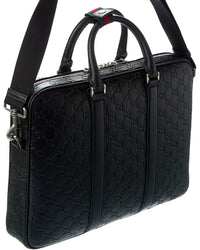 Gucci Gg Emblem Large Leather Briefcase