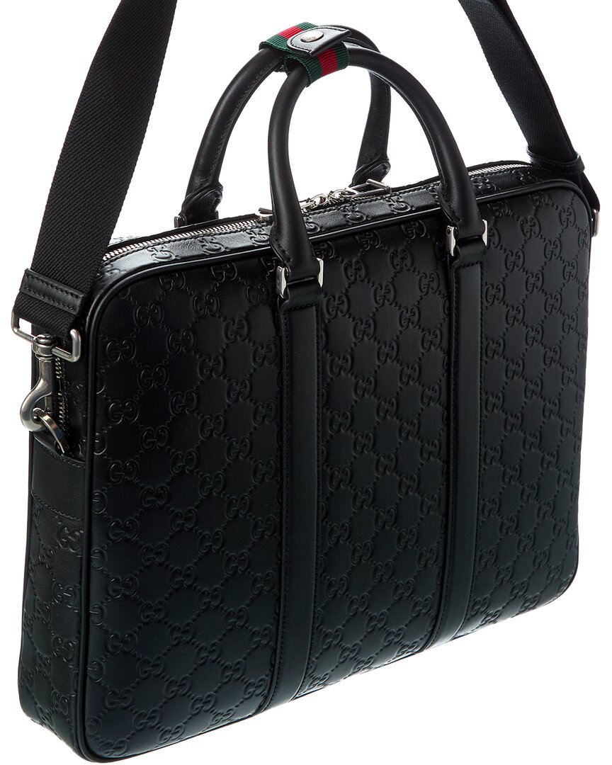 Gucci Gg Emblem Large Leather Briefcase