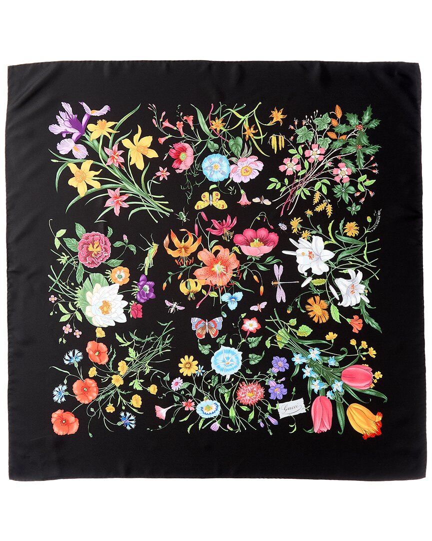 Gucci Gucci Printed Flora Silk Twill Carre