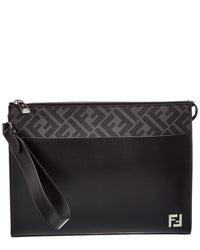 FENDI Fendi Ff Canvas & Leather Clutch