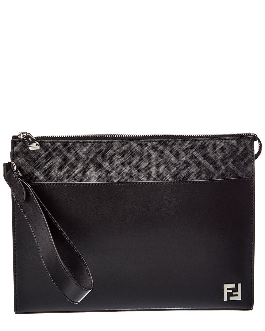 FENDI Fendi Ff Canvas & Leather Clutch