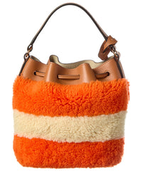 TOD's Tod's Logo Fleece & Leather Bucket Bag