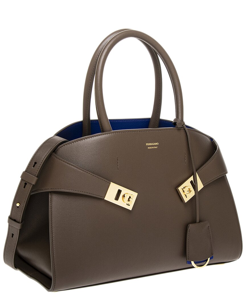 Ferragamo Ferragamo Hug Small Leather Satchel, Brown