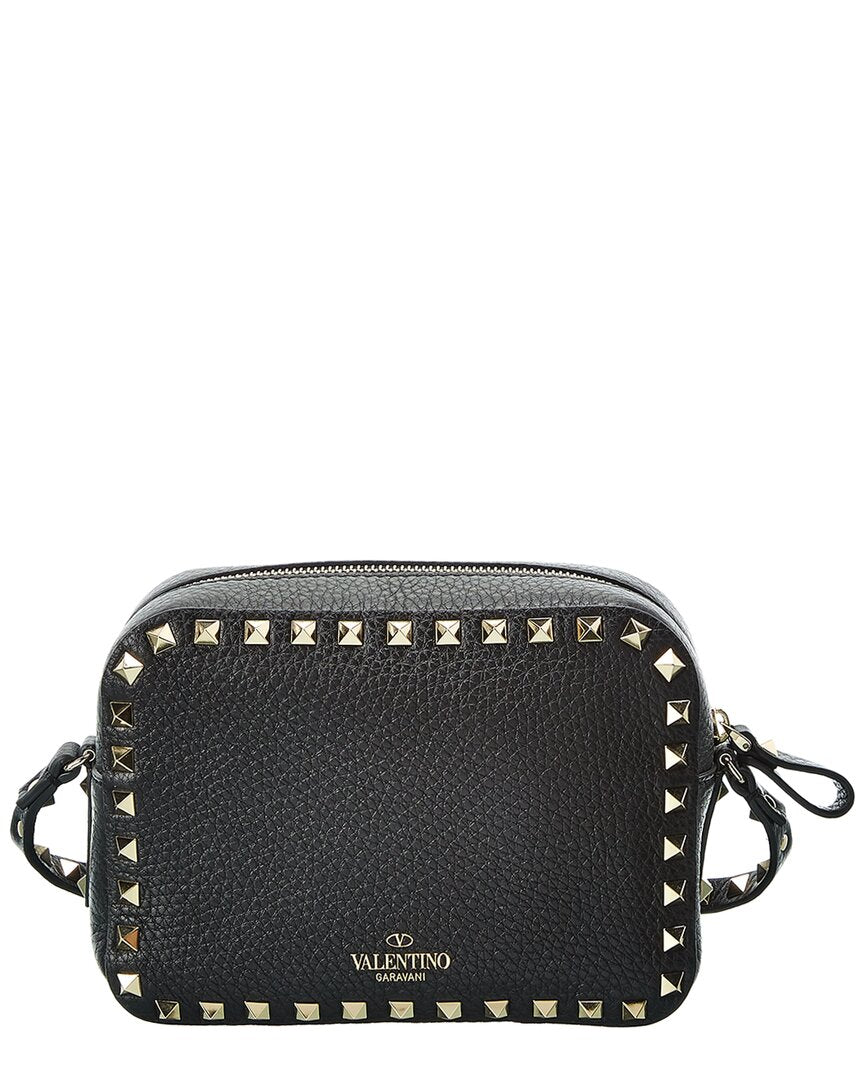 Valentino Rockstud Grainy Leather Camera Bag Black ONE SIZE