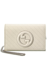 Gucci Blondie Leather Wallet On Chain ONE SIZE White