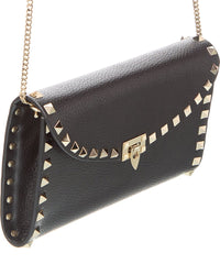 Valentino Rockstud Grainy Leather Wallet On Chain