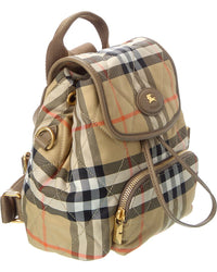 Burberry Horseshoe Mini Check Canvas & Leather Backpack