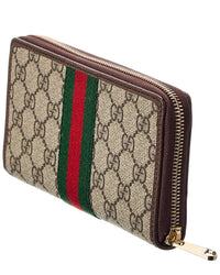 Gucci Gucci Ophidia Gg Supreme Canvas & Leather Zip Around Wallet