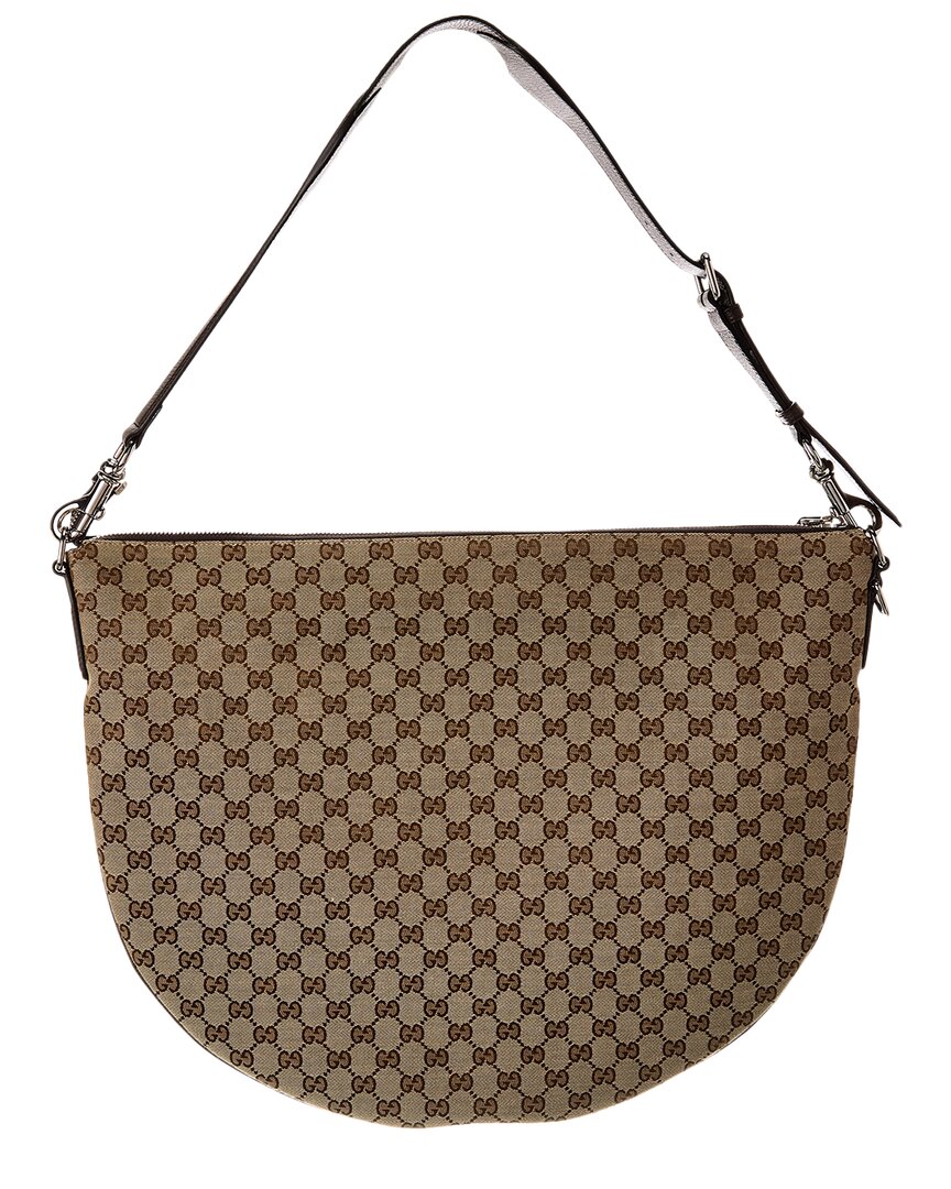 Gucci B Large Gg Canvas & Leather Shoulder Bag