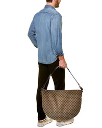 Gucci B Large Gg Canvas & Leather Shoulder Bag