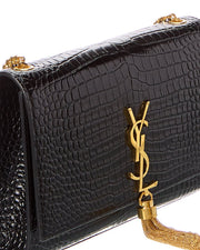 Saint Laurent Kate Tassel Medium Croc-Embossed Leather Shoulder Bag