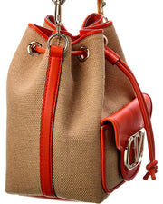 Valentino Vlogo Canvas & Leather Bucket Bag