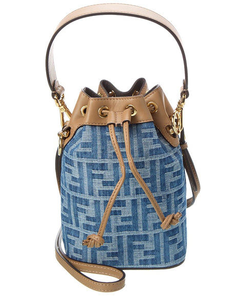 Fendi Mon Tresor Mini Ff Denim & Leather Bucket Bag – Bluefly