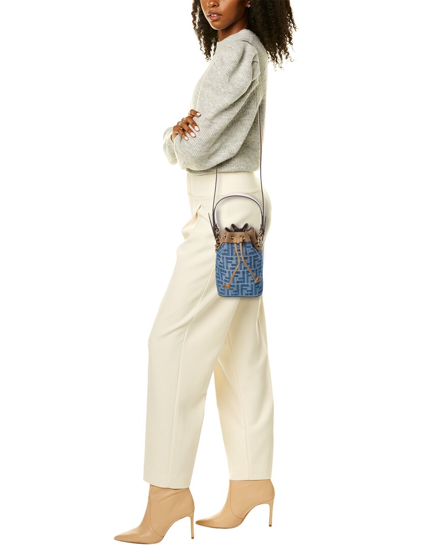Fendi Mon Tresor Mini Ff Denim & Leather Bucket Bag – Bluefly