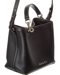 Gucci Gg Mini Emblem Leather Bucket Bag