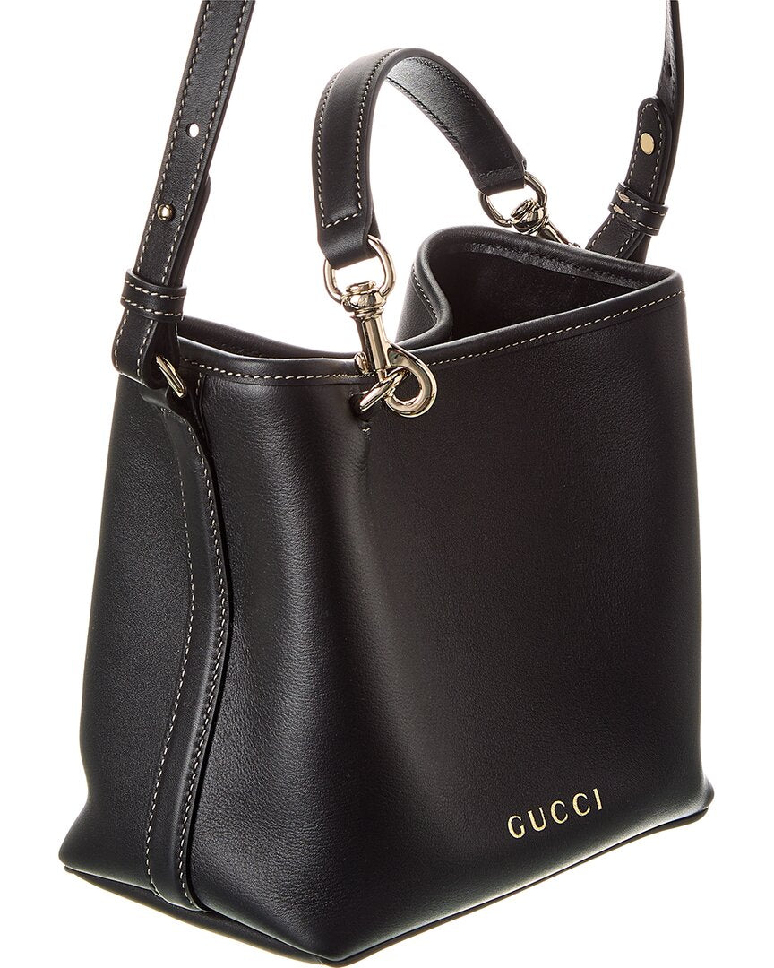 Gucci Gg Mini Emblem Leather Bucket Bag