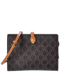 CELINE Celine Small Note Book Triomphe Canvas & Leather Crossbody