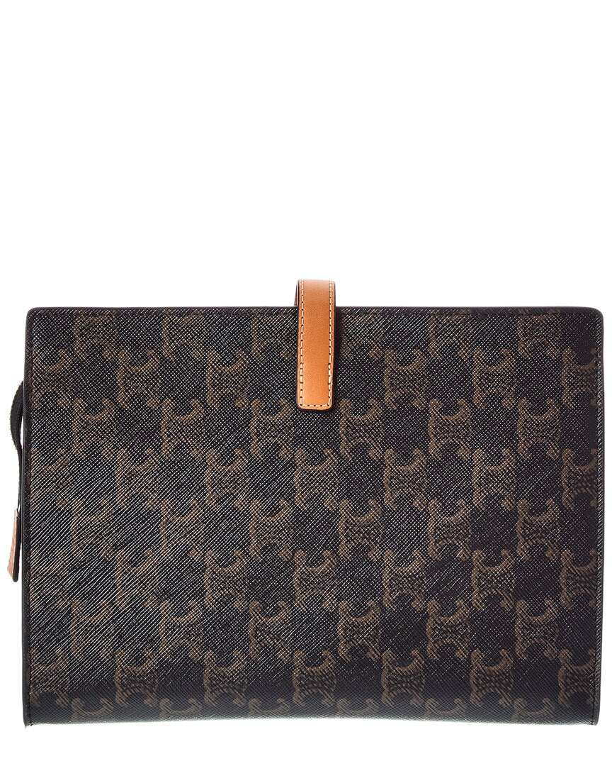 CELINE Celine Small Note Book Triomphe Canvas & Leather Crossbody
