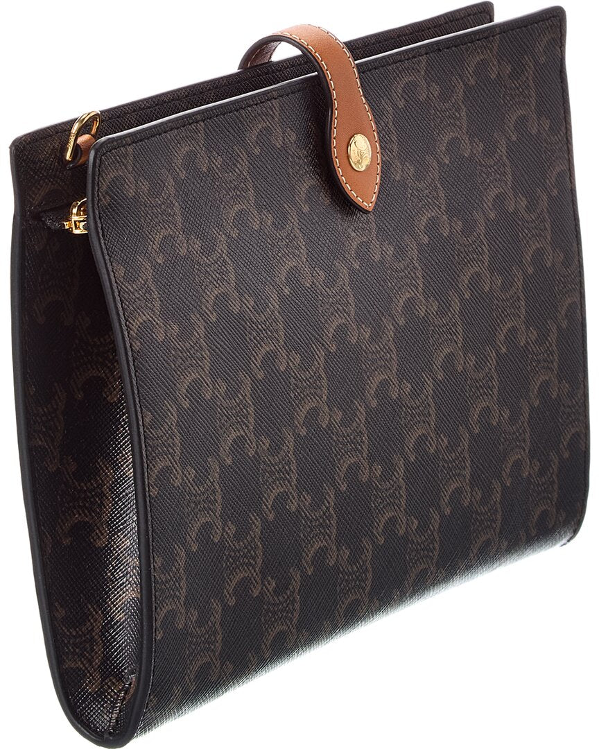 CELINE Celine Small Note Book Triomphe Canvas & Leather Crossbody