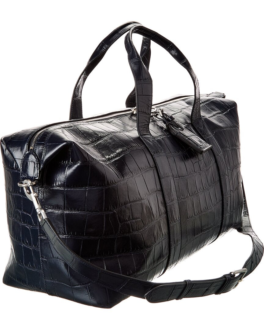 Mulberry Mulberry Heritage Medium Clipper Matte Croc-Embossed Leather Duffel Bag