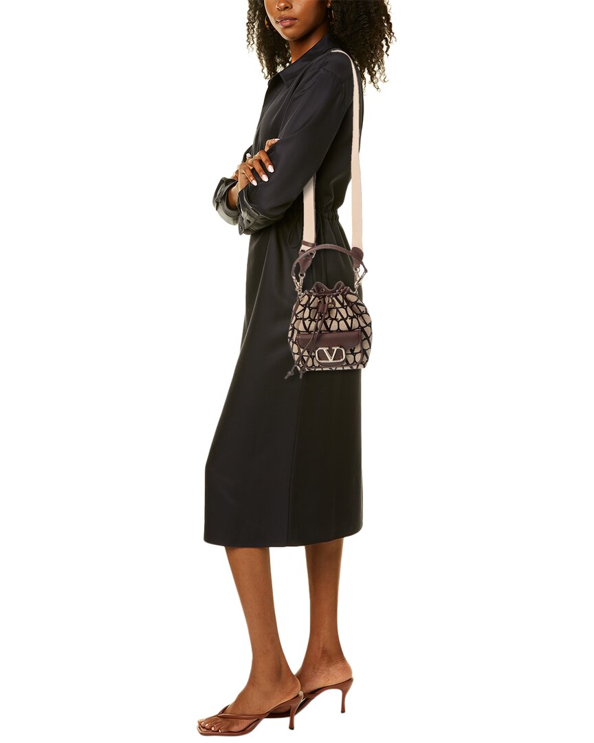 Valentino Vlogo Toile Iconographe Canvas & Leather Bucket
