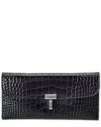 Toteme T-Lock Croc-Embossed Leather Continental Wallet