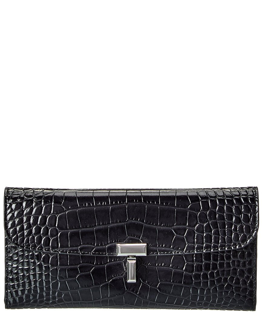 Toteme T-Lock Croc-Embossed Leather Continental Wallet