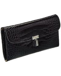 Toteme T-Lock Croc-Embossed Leather Continental Wallet