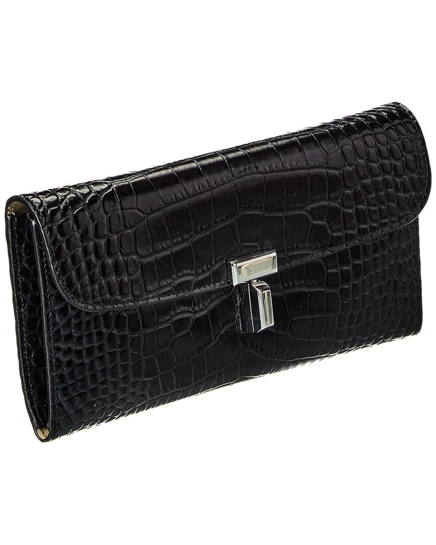 Toteme T-Lock Croc-Embossed Leather Continental Wallet