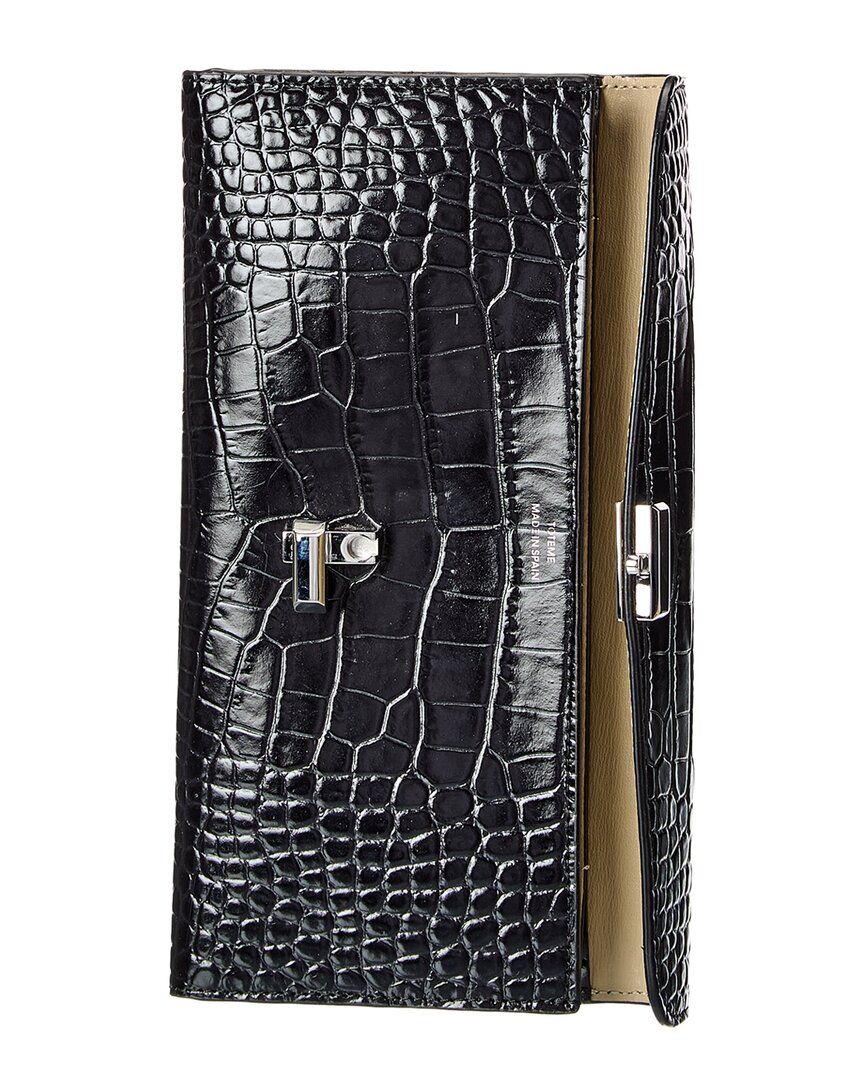 Toteme T-Lock Croc-Embossed Leather Continental Wallet