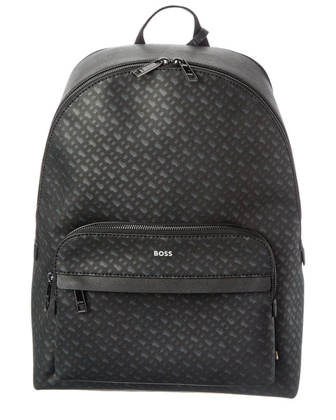 BOSS Monogram backpack with foil-embossed logo - Black