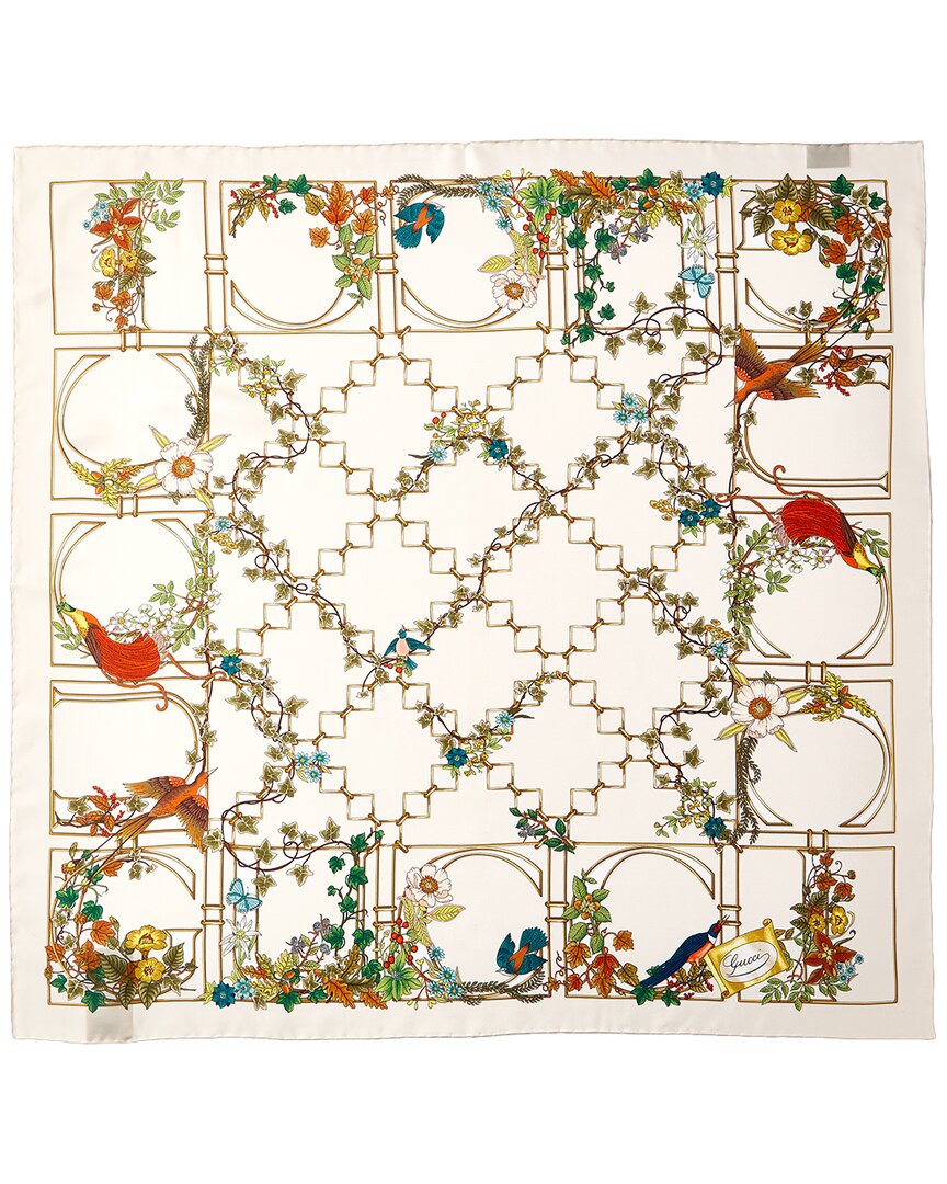 Gucci Gucci Floral Print Silk Scarf