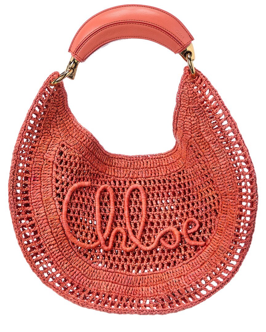 Chloé Chloé Summer Banana Raffia & Leather Hobo Bag
