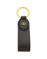 Valentino Vlogo Plaque Leather Keychain