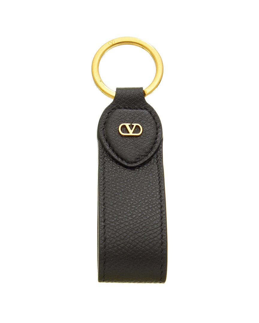 Valentino Vlogo Plaque Leather Keychain