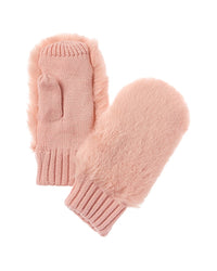 Surell Accessories Knit Mittens Pink