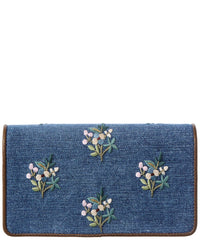 Valentino Valentino Vlogo Signature Mini Leather & Denim Wallet On Chain