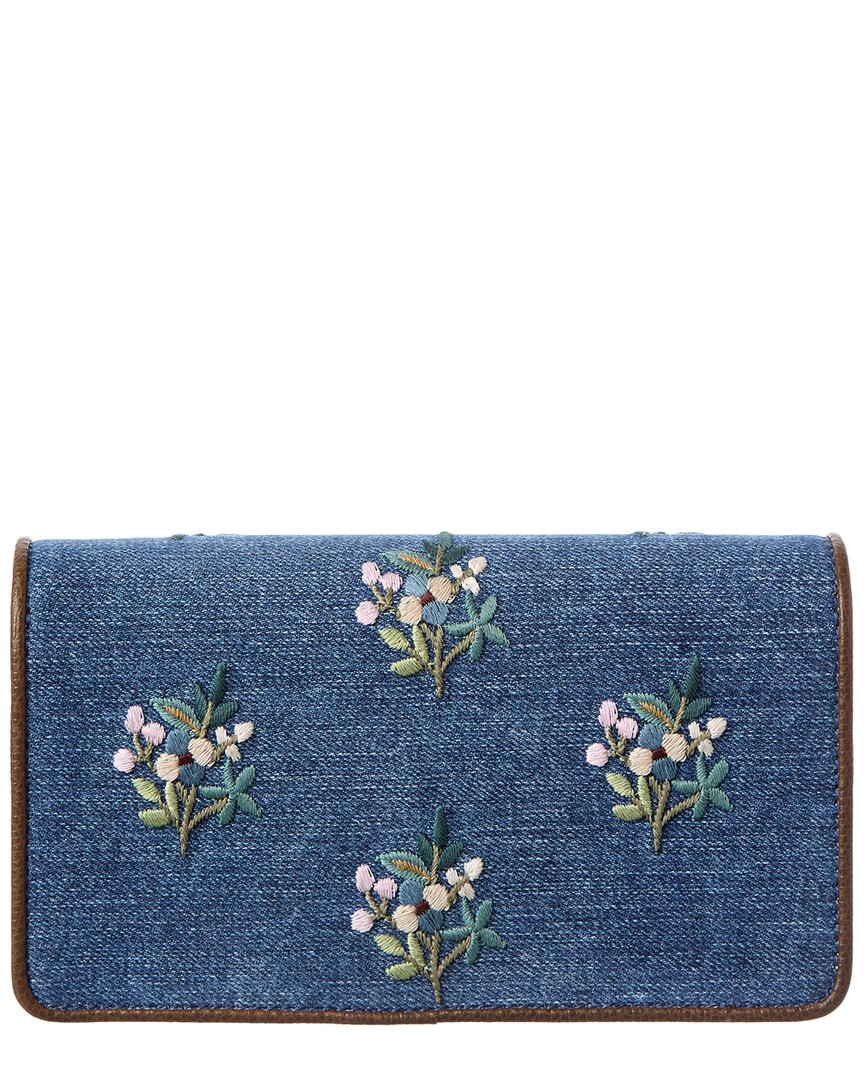 Valentino Valentino Vlogo Signature Mini Leather & Denim Wallet On Chain