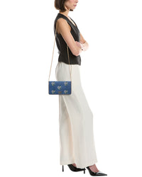 Valentino Valentino Vlogo Signature Mini Leather & Denim Wallet On Chain