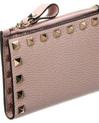Valentino Valentino Rockstud Grainy Leather Card Case
